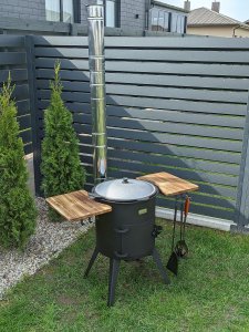 PREMIUM nuo 8L iki 22L 3MM krosnelė su kaminu, su lentynomis