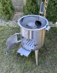 Nerūdijančio plieno PREMIUM 12L kazano krosnelė su kaminu