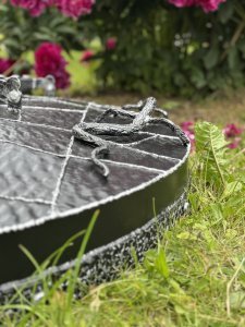 Well cover with door and lizards