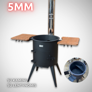 PREMIUM nuo 8L iki 22L 5MM krosnelė su kaminu, su lentynomis