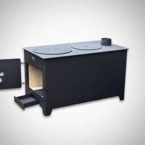 10 kW stove with fireclay and 2 cast-iron rings