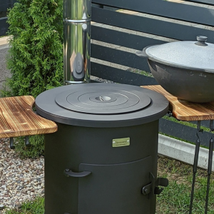 PREMIUM 5MM stove from 8L to 22L with chimney, shelves, and wheels