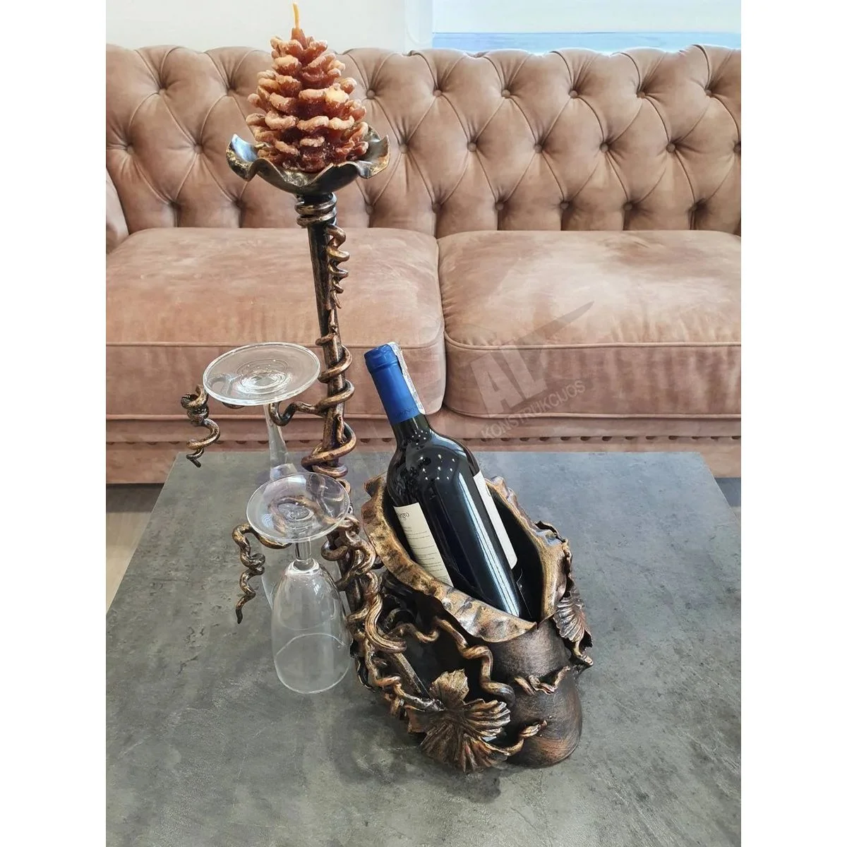 Bottle and Glass Holder – Candlestick