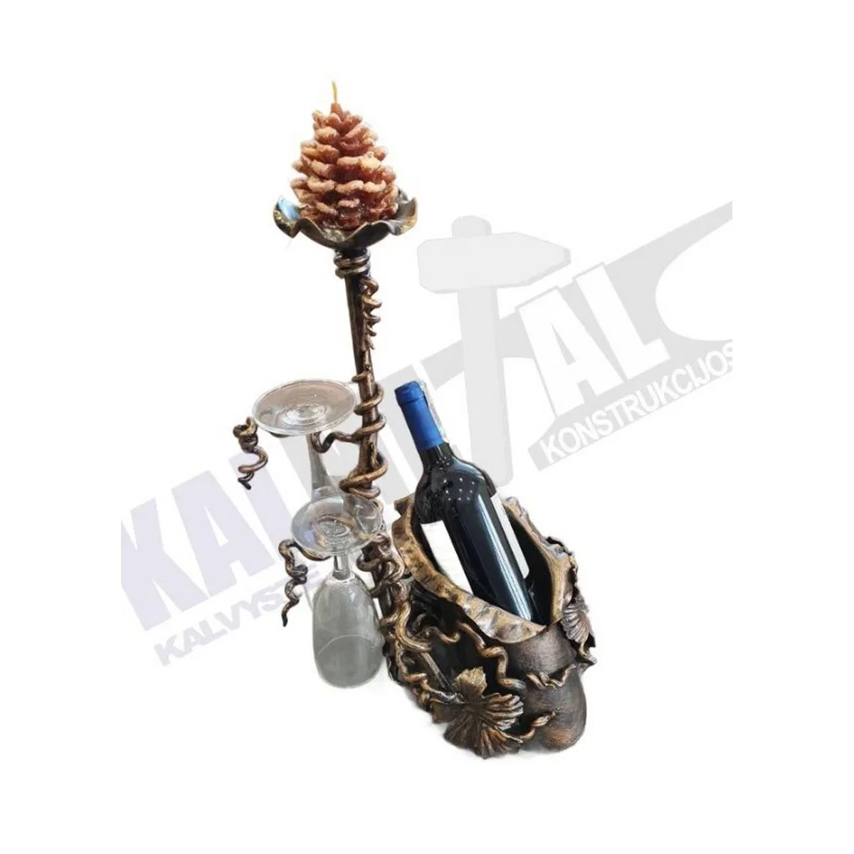 Bottle and Glass Holder – Candlestick - Image 2