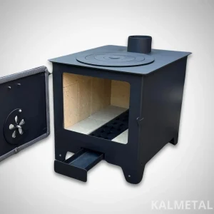 Stove – Fireplace 8kW with fireclay bricks and cast-iron rings