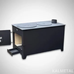 10 kW stove with fireclay and 2 cast-iron rings