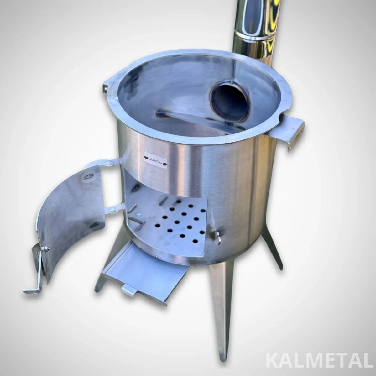 Nerūdijančio plieno PREMIUM 12L kazano krosnelė su kaminu