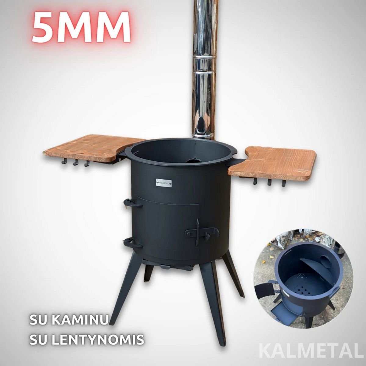 PREMIUM 5MM stove from 8L to 22L with chimney, shelves