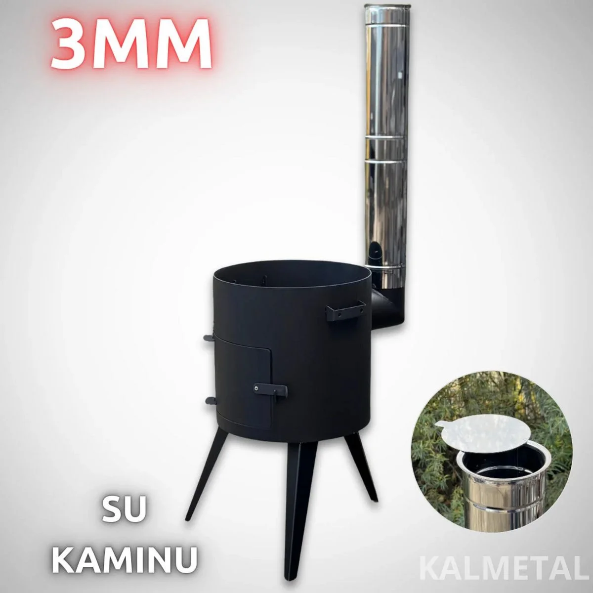 STANDARD 3MM stove with chimney, available from 8L to 22L