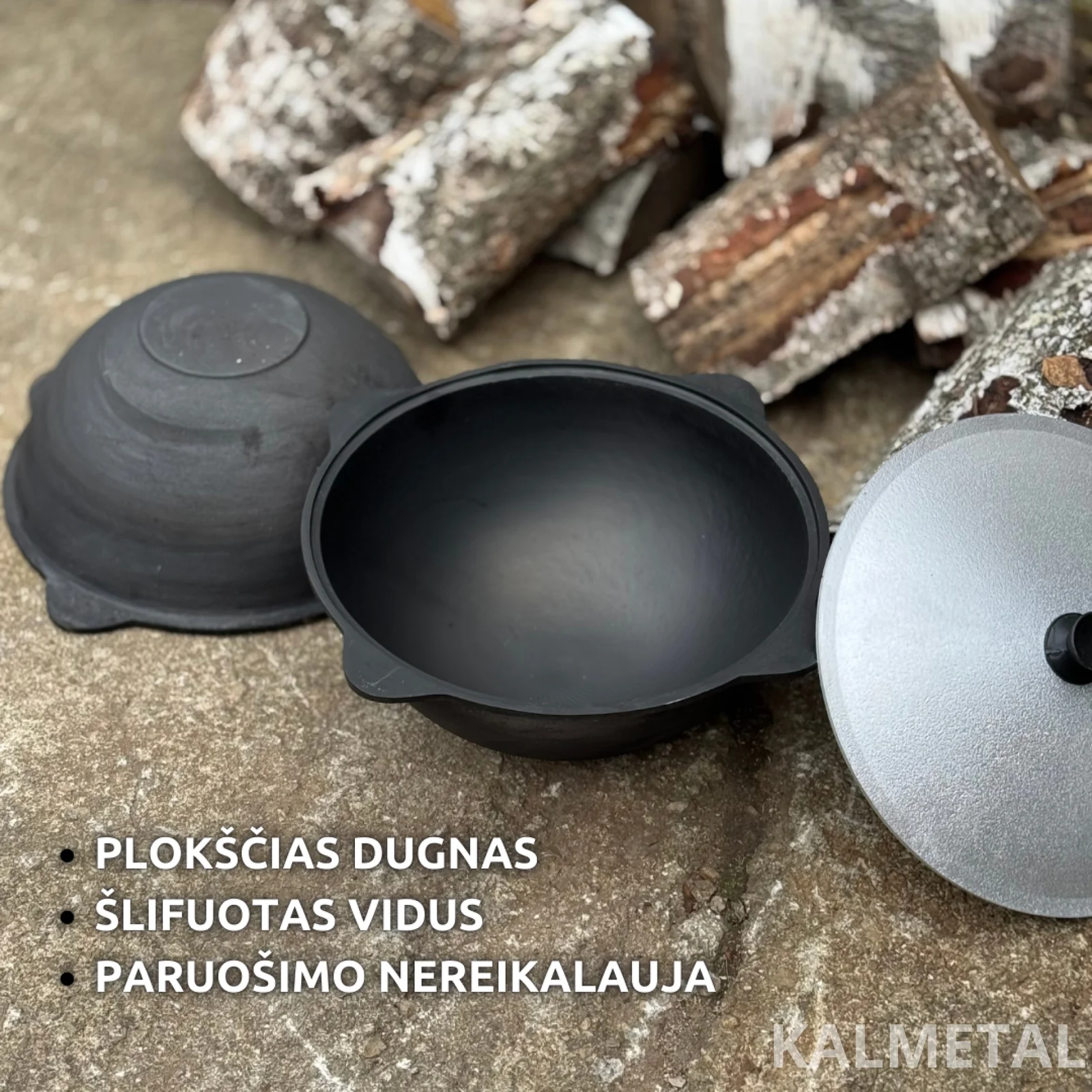 Uzbekiškas kazano puodas nuo 6L iki 22L Namangan plokščiu dugnu su dangčiu + samtis + kiaurasamtis - Image 2