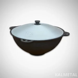 Uzbek Namangan cauldron from 6L to 22L with flat bottom and lid